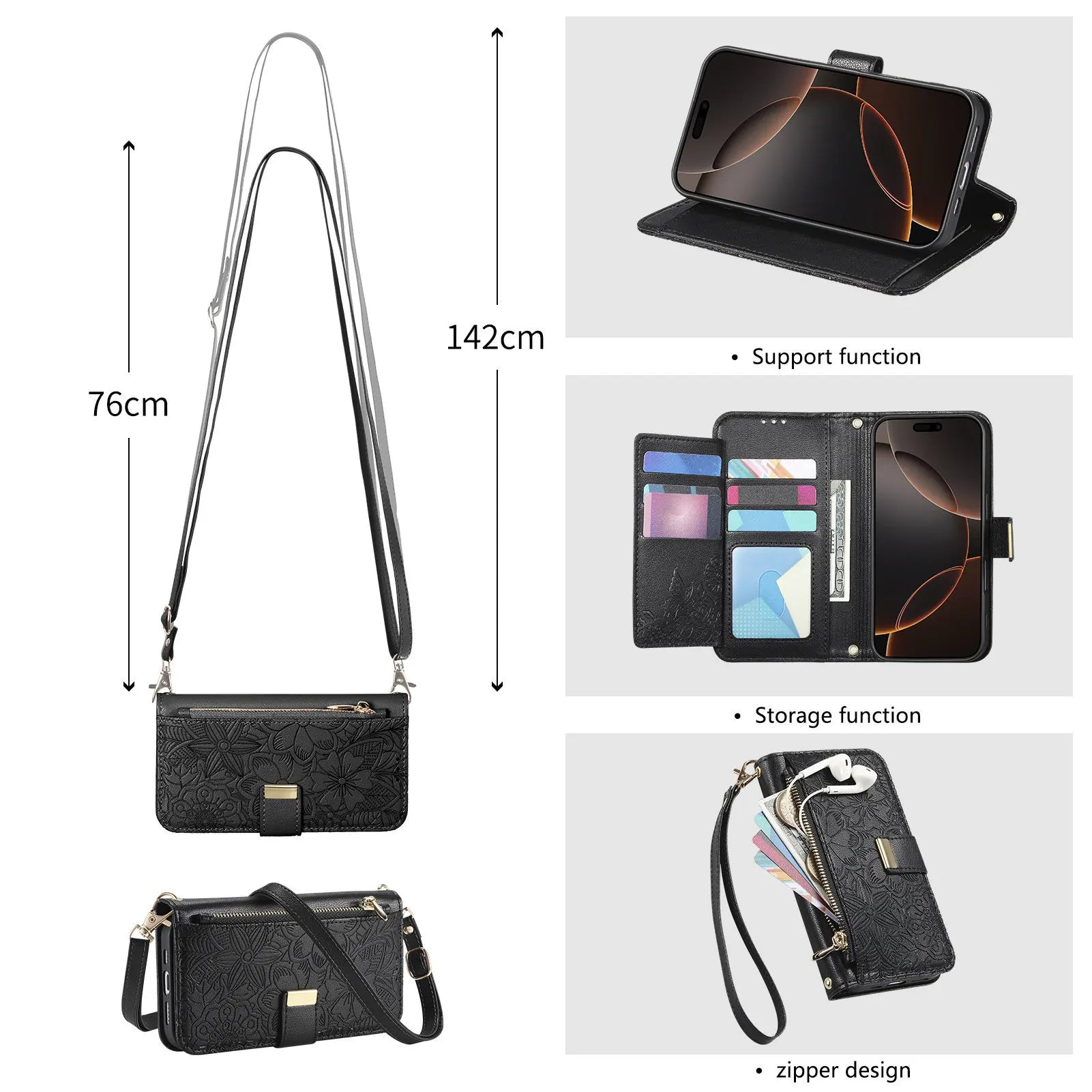 Stylish Leather Flip Phone Wallet